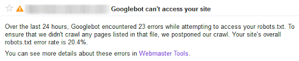 googlebot crawl error notification