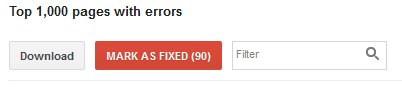 top 1000 pages with errors mark as fixed